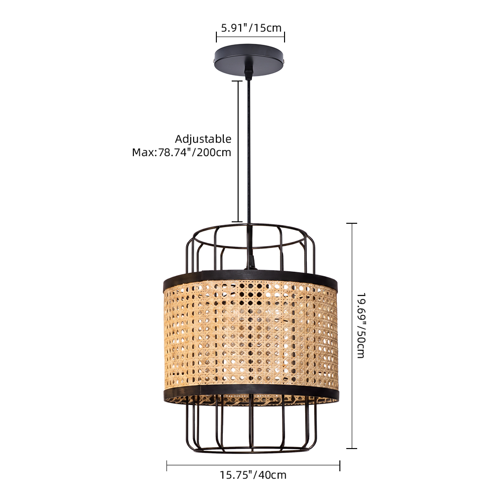 Modern Woven Rattan Dining Room Pendant Light Japanese Restaurants Decor Lamps