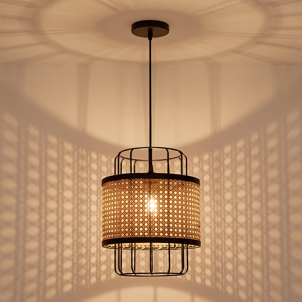 Modern Woven Rattan Dining Room Pendant Light Japanese Restaurants Decor Lamps