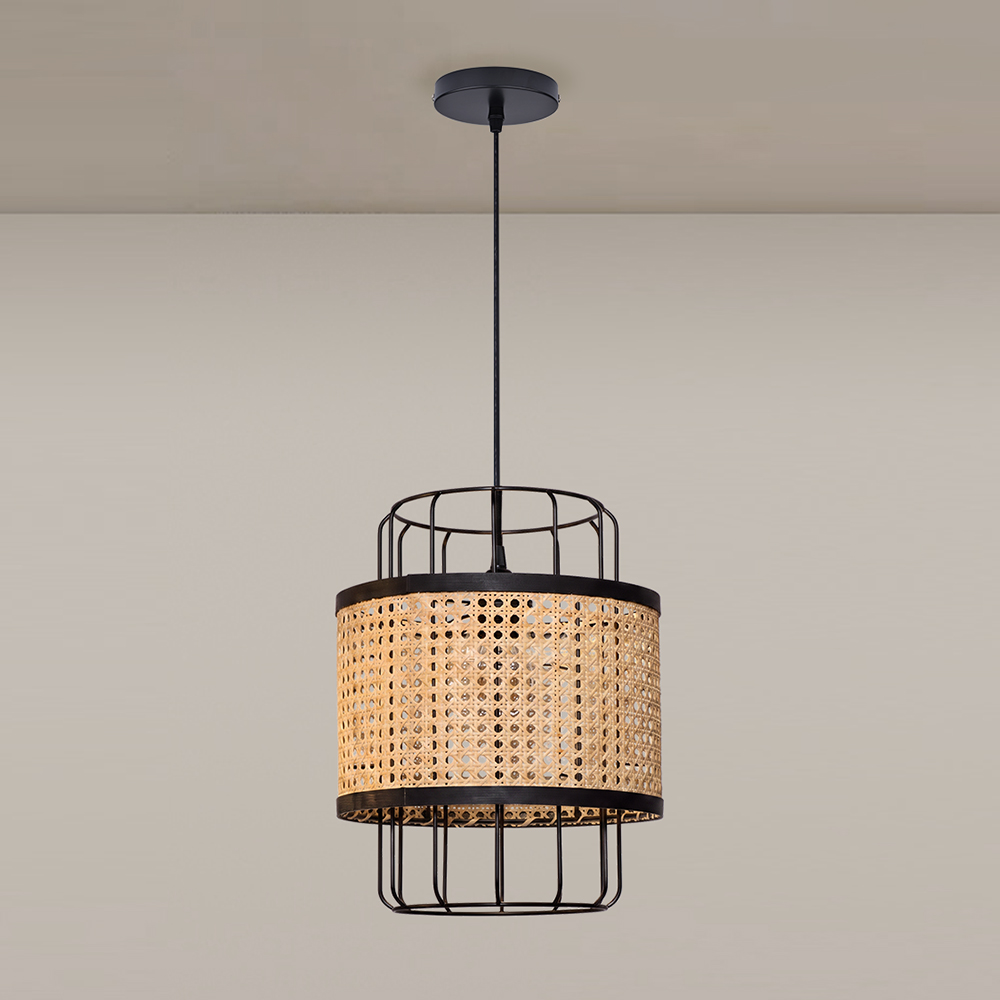 Modern Woven Rattan Dining Room Pendant Light Japanese Restaurants Decor Lamps