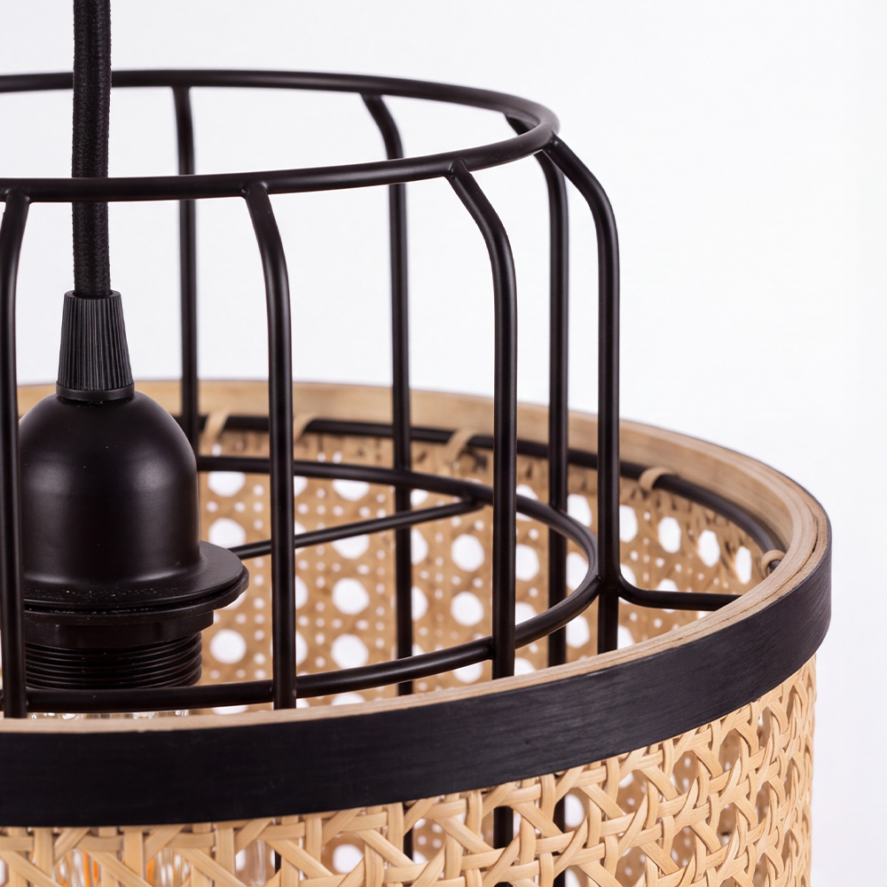Modern Woven Rattan Dining Room Pendant Light Japanese Restaurants Decor Lamps