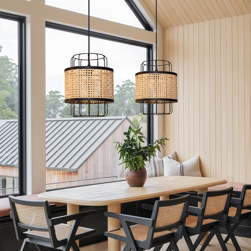 Modern Woven Rattan Dining Room Pendant Light Japanese Restaurants Decor Lamps