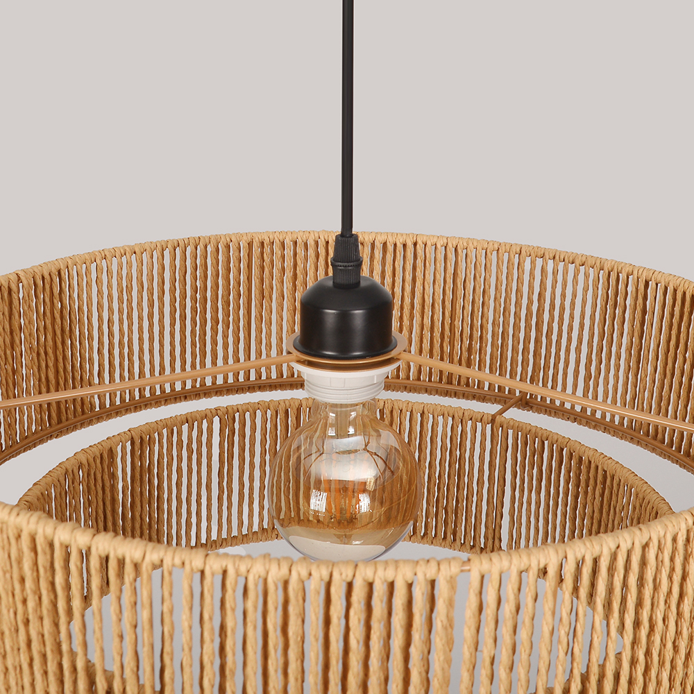 Hand-woven Hemp Rope Pendant Light with Plug Lighting for Living Rooms Kitchens