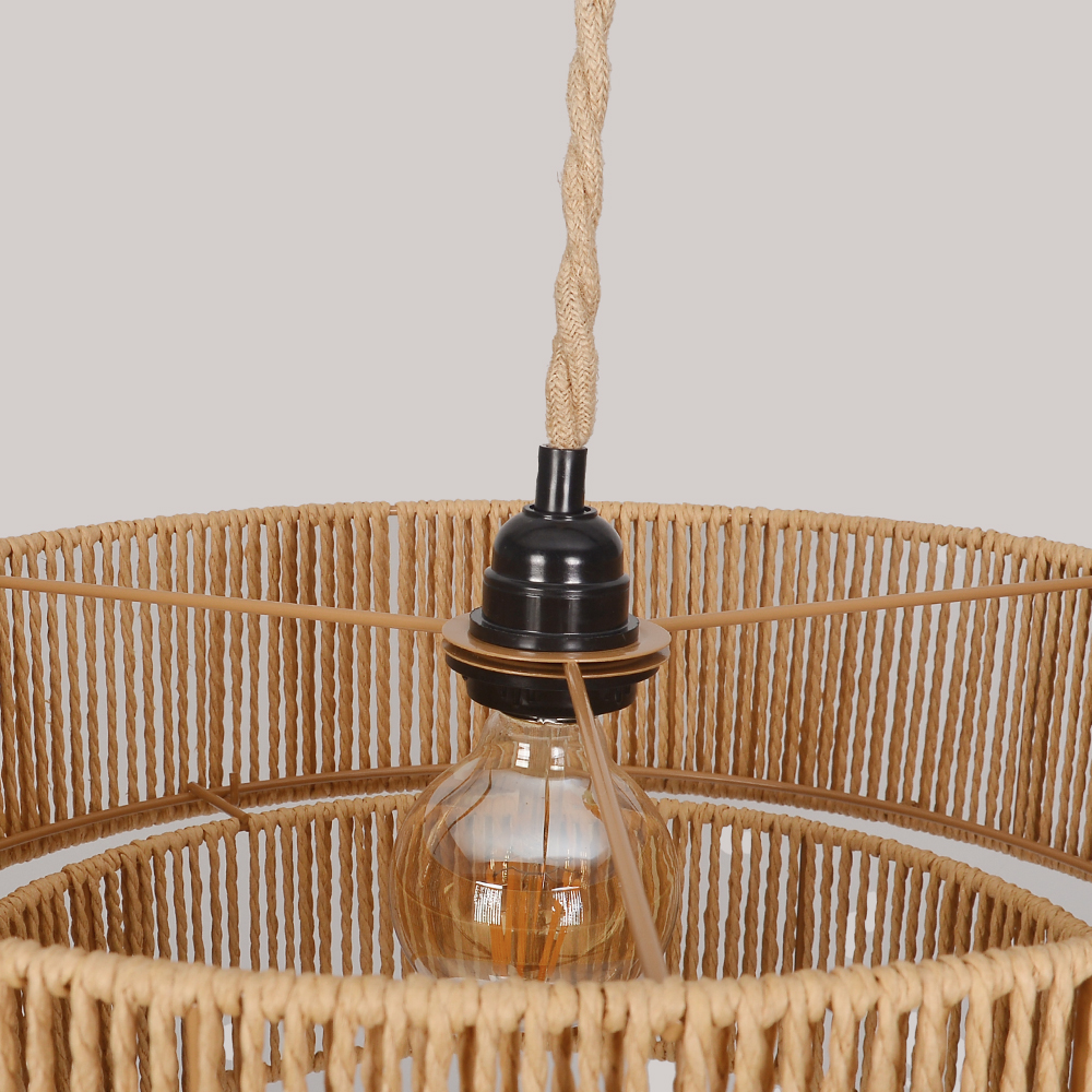 Hand-woven Hemp Rope Pendant Light with Plug Lighting for Living Rooms Kitchens
