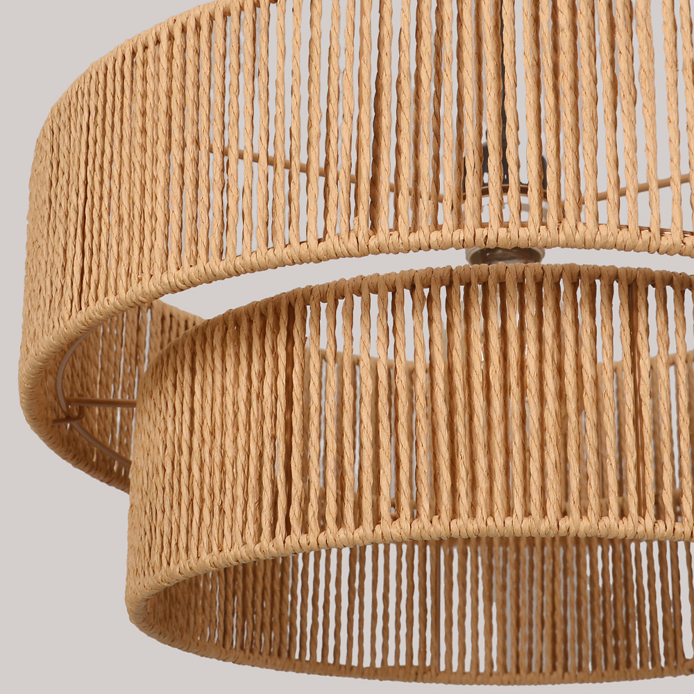 Hand-woven Hemp Rope Pendant Light with Plug Lighting for Living Rooms Kitchens