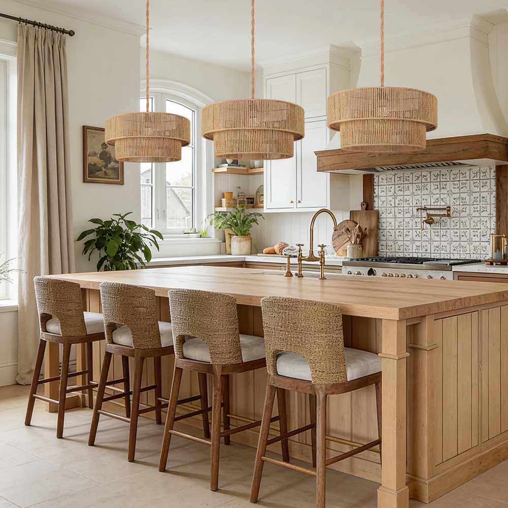 Hand-woven Hemp Rope Pendant Light with Plug Lighting for Living Rooms Kitchens