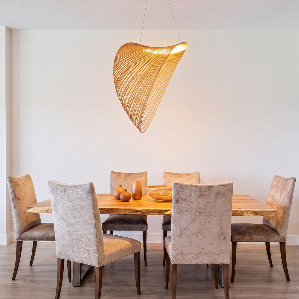 Nordic Minimalist Unique Bird's-Nest Wooden Pendant Light for Living Room, Dining Room, Bedroom