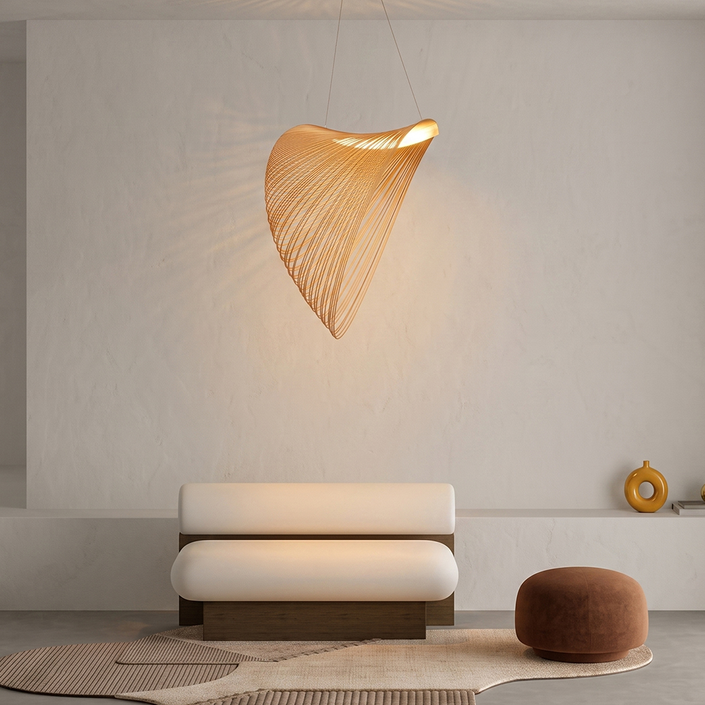 Nordic Minimalist Unique Bird's-Nest Wooden Pendant Light for Living Room, Dining Room, Bedroom