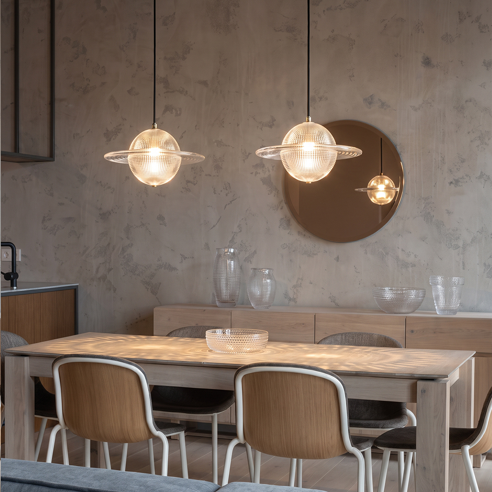 Nordic Small Planet Glass Pendant Light for Bedside Settings Commercial Spaces