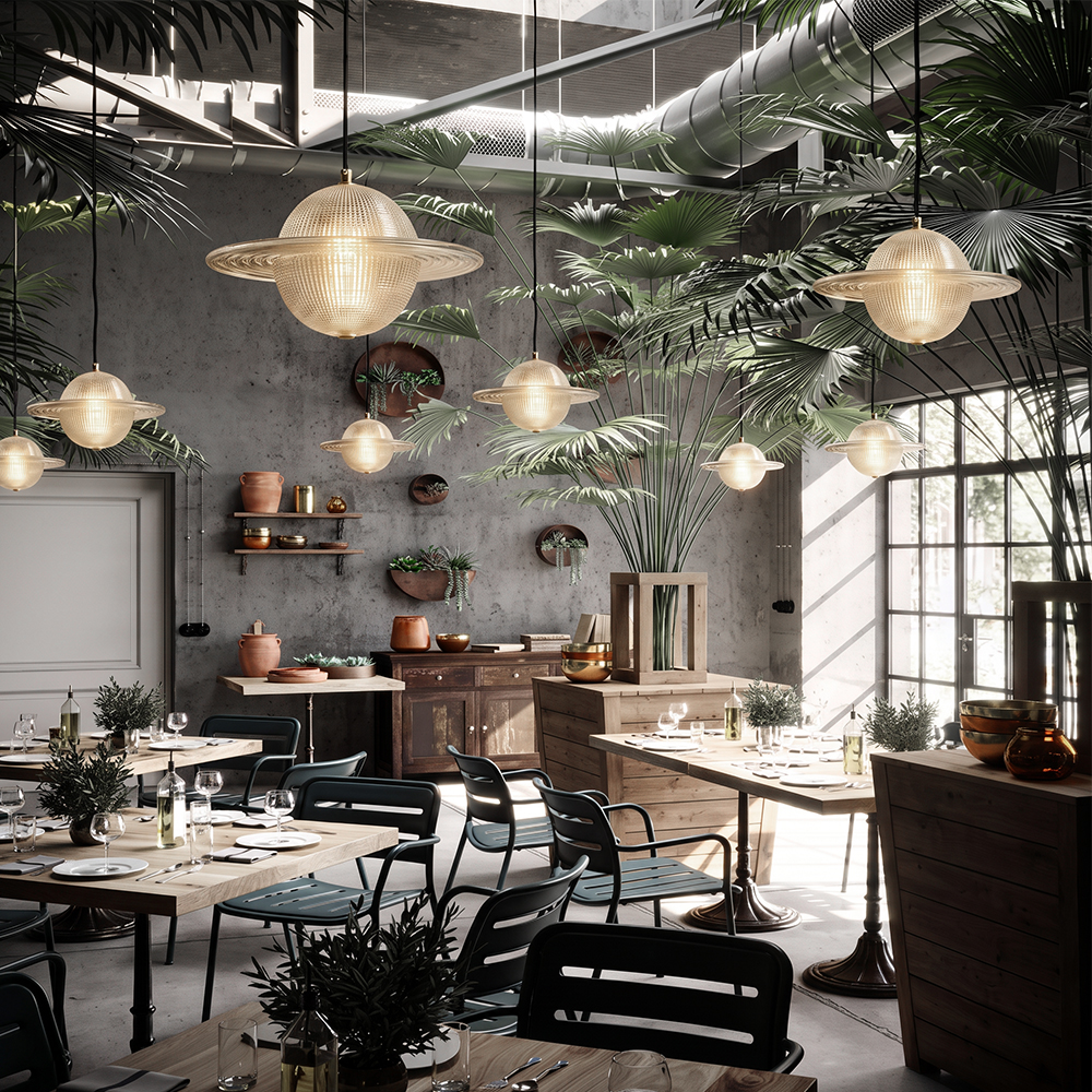 Nordic Small Planet Glass Pendant Light for Bedside Settings Commercial Spaces