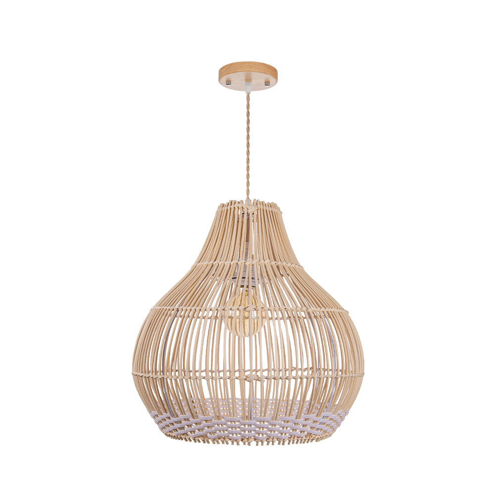 Farmhouse Style Rattan Pendant Light Simple Modern Hanging Lamp