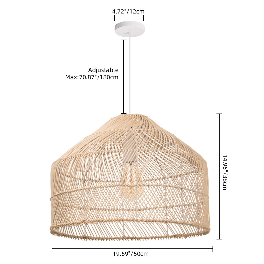 Restaurant Black Rattan Chandelier Natural Basket Woven Pendant Light for Kitchen Island