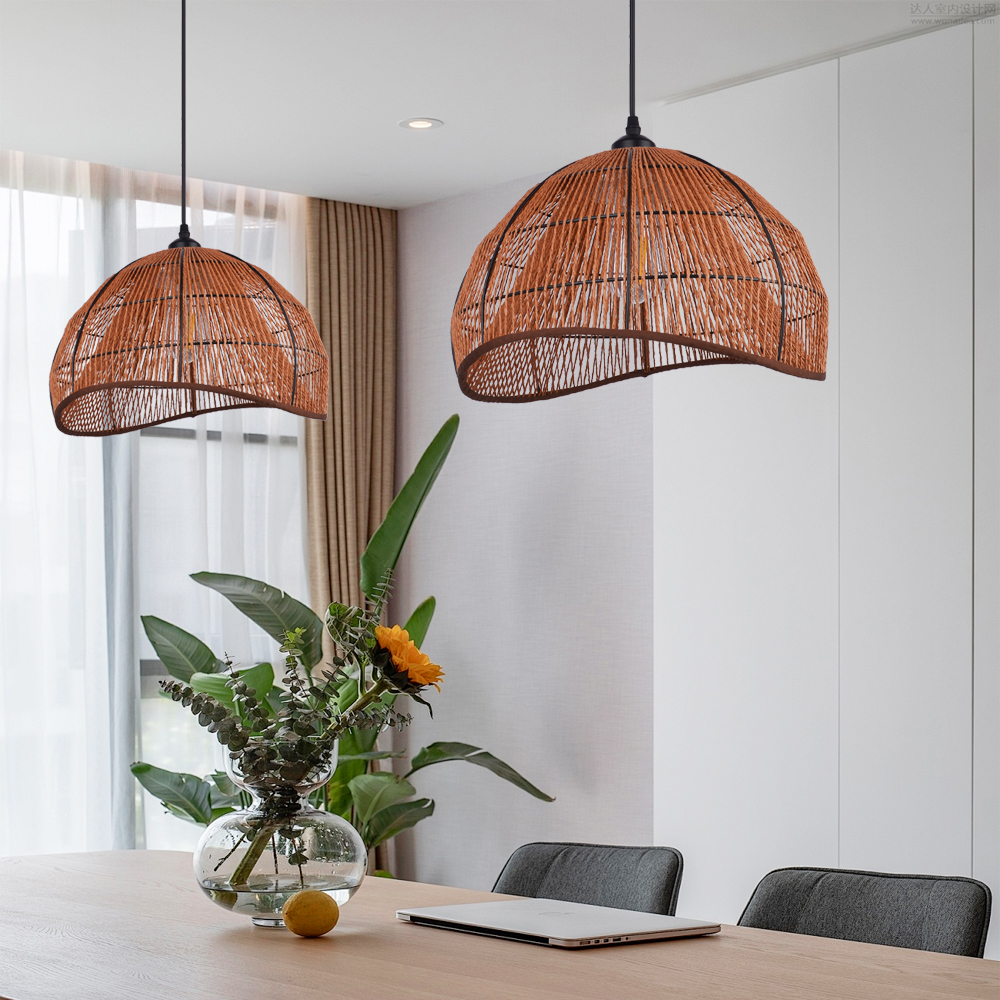 Handmade Dining room Rope Pendant Lights with Warm Glow