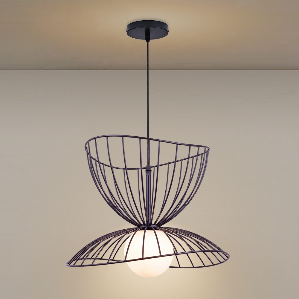 LOFT-style Straw Hat Metal Pendant Light Artistic Lighting for Dining Rooms, Bar Counters