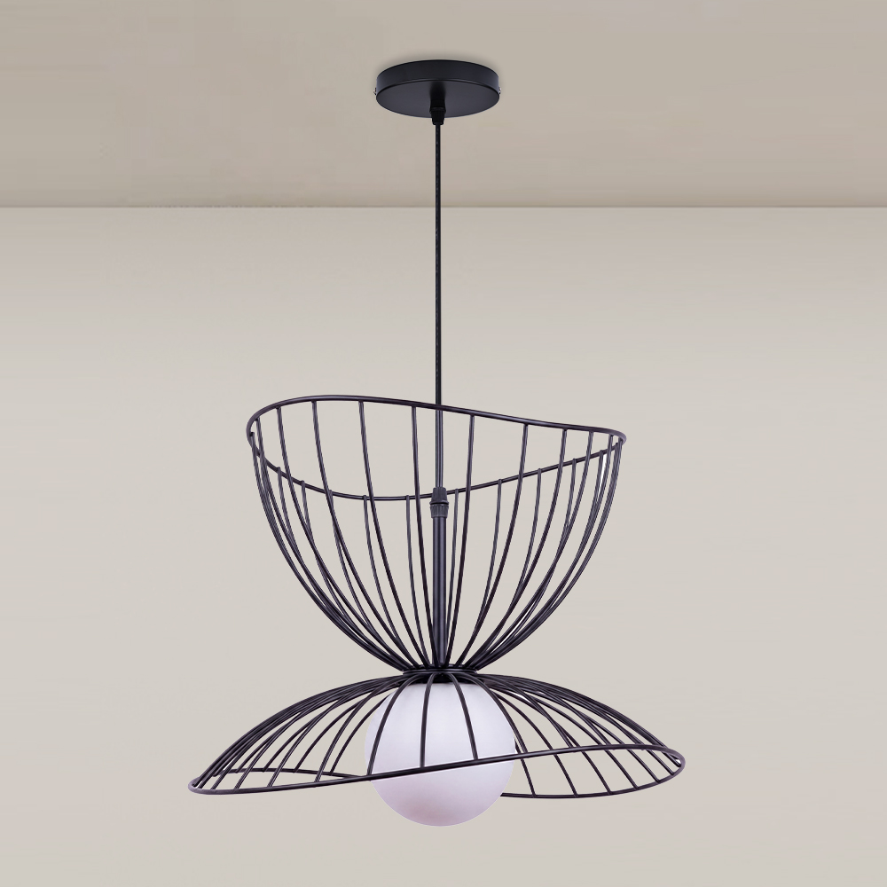 LOFT-style Straw Hat Metal Pendant Light Artistic Lighting for Dining Rooms, Bar Counters