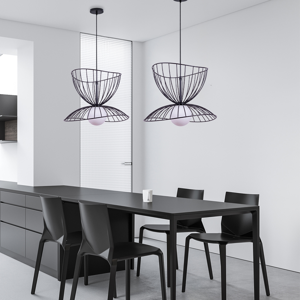 LOFT-style Straw Hat Metal Pendant Light Artistic Lighting for Dining Rooms, Bar Counters