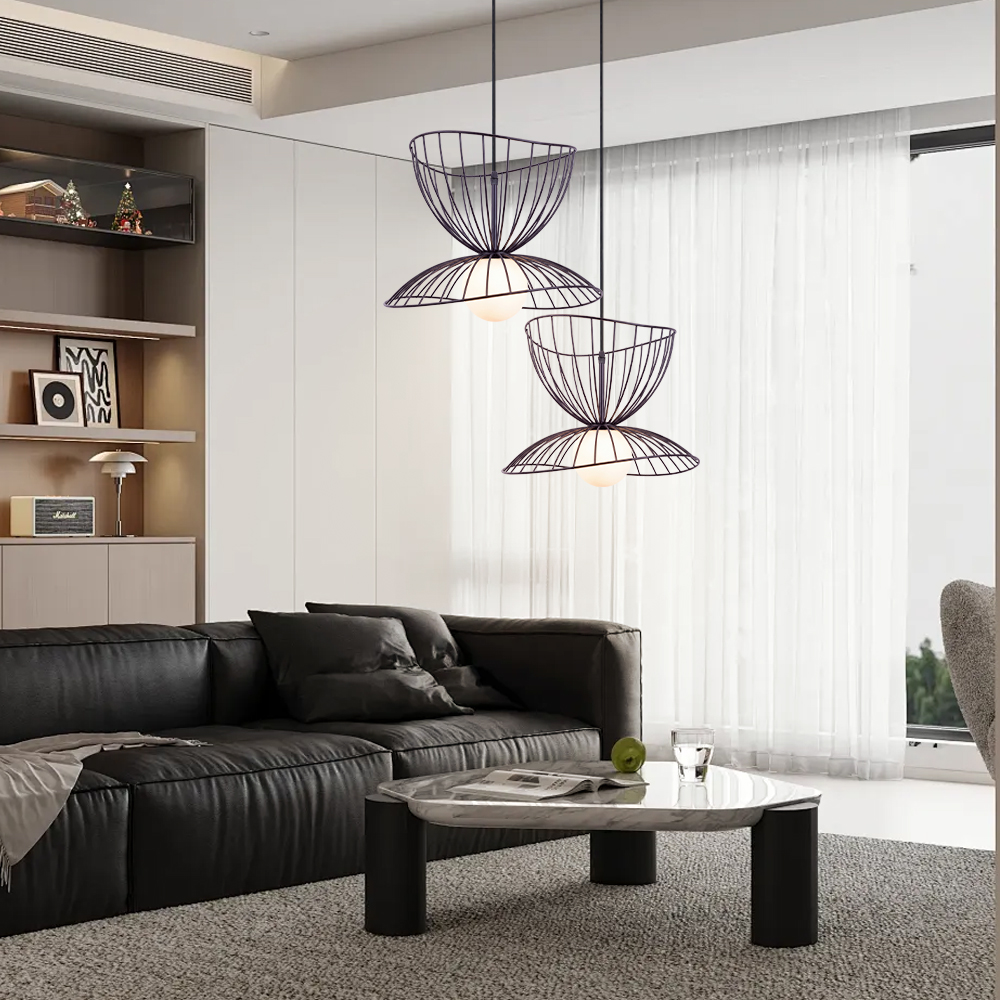 LOFT-style Straw Hat Metal Pendant Light Artistic Lighting for Dining Rooms, Bar Counters