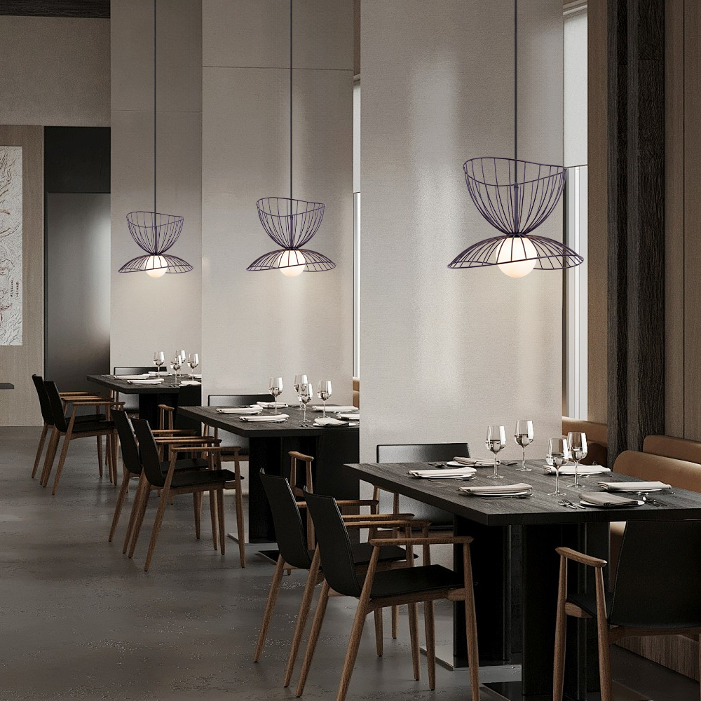 LOFT-style Straw Hat Metal Pendant Light Artistic Lighting for Dining Rooms, Bar Counters
