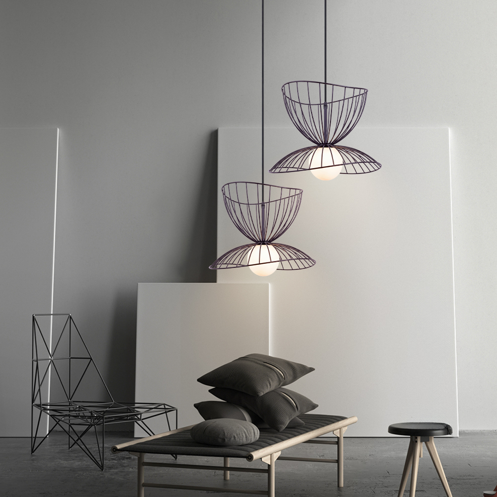 LOFT-style Straw Hat Metal Pendant Light Artistic Lighting for Dining Rooms, Bar Counters