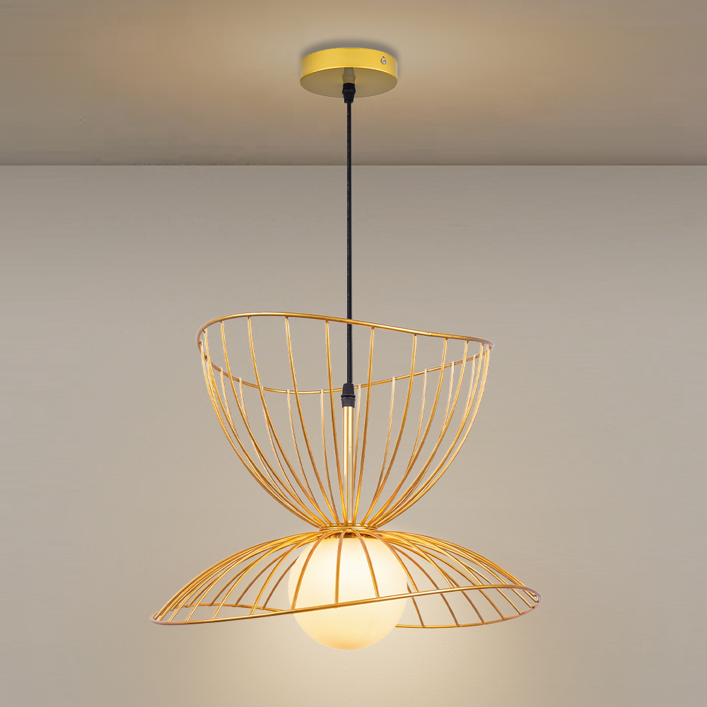 LOFT-style Straw Hat Metal Pendant Light Artistic Lighting for Dining Rooms, Bar Counters