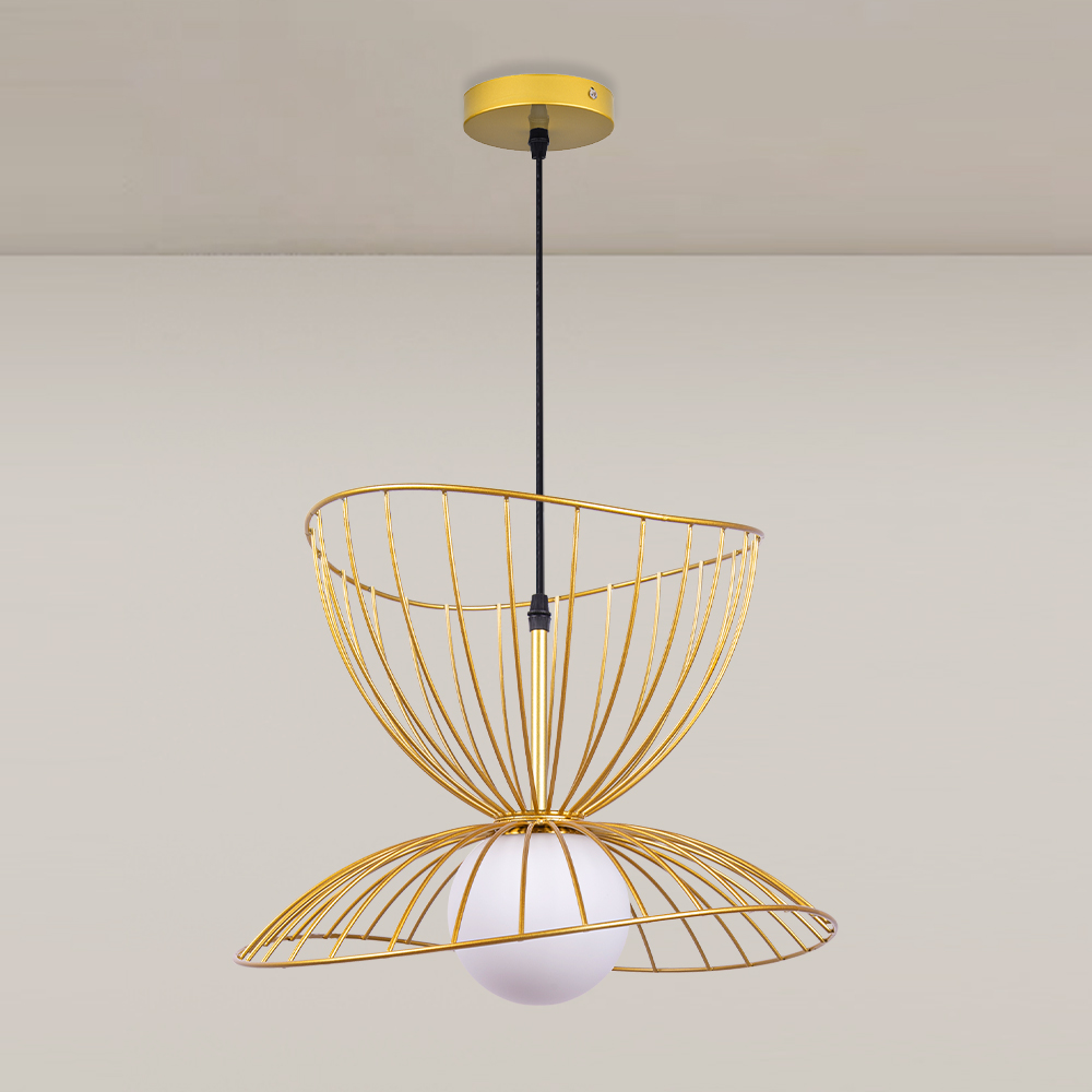 LOFT-style Straw Hat Metal Pendant Light Artistic Lighting for Dining Rooms, Bar Counters