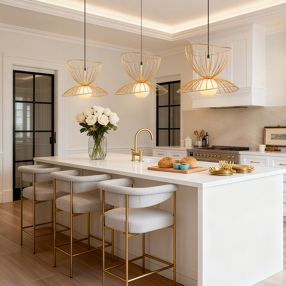 LOFT-style Straw Hat Metal Pendant Light Artistic Lighting for Dining Rooms, Bar Counters