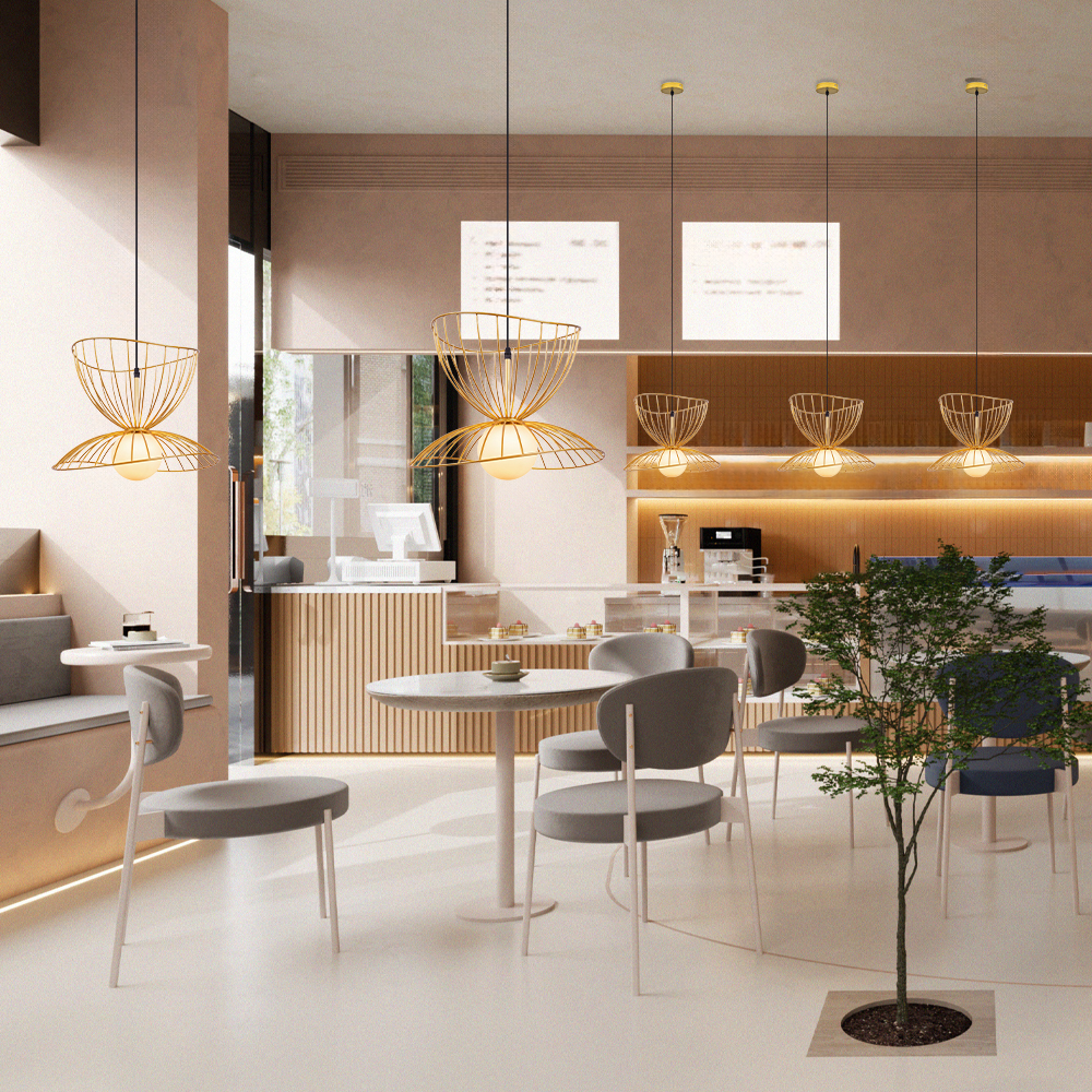 LOFT-style Straw Hat Metal Pendant Light Artistic Lighting for Dining Rooms, Bar Counters