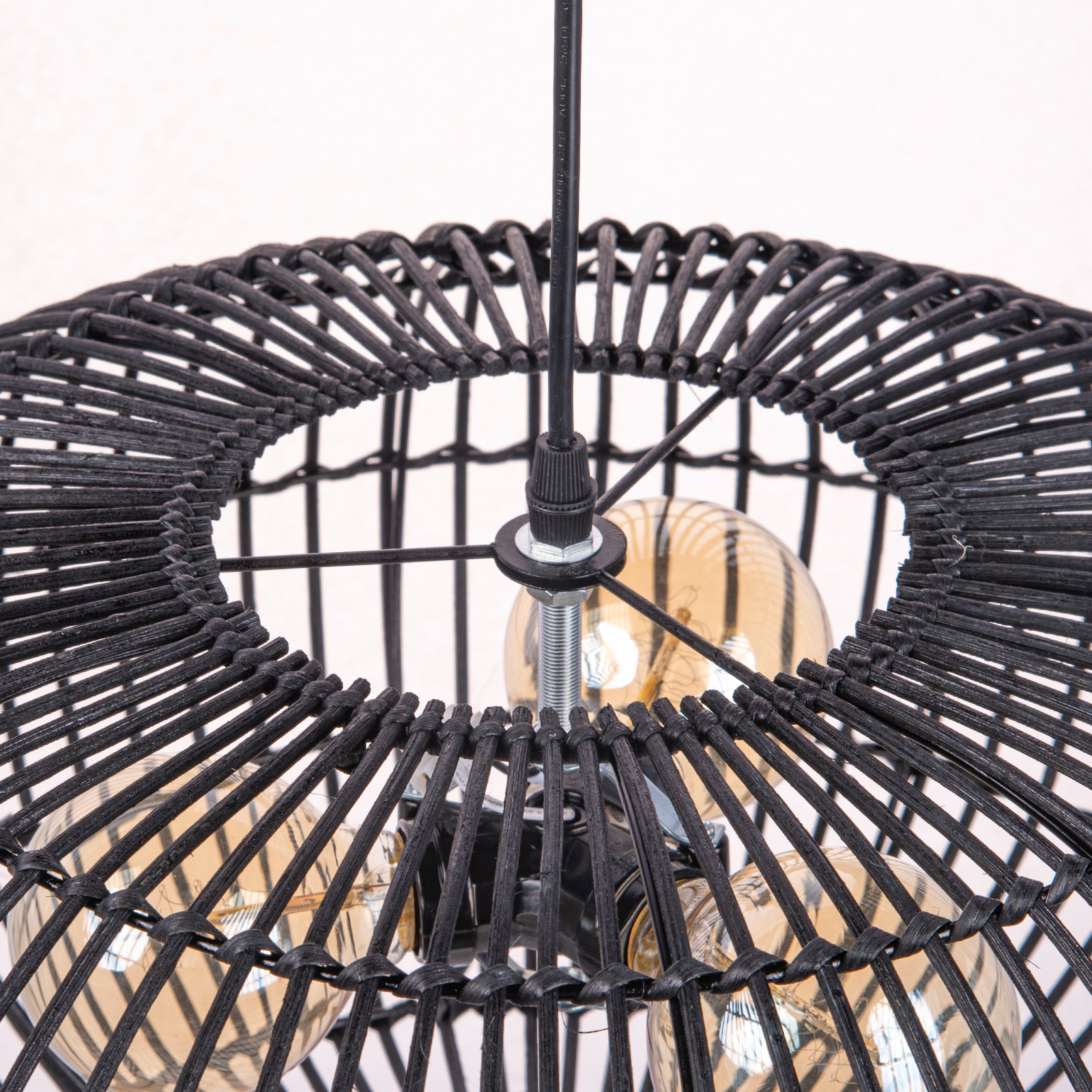 3 Bulbs Hanging Chandelier Medieval Style Dining Room Rattan Pendant Light
