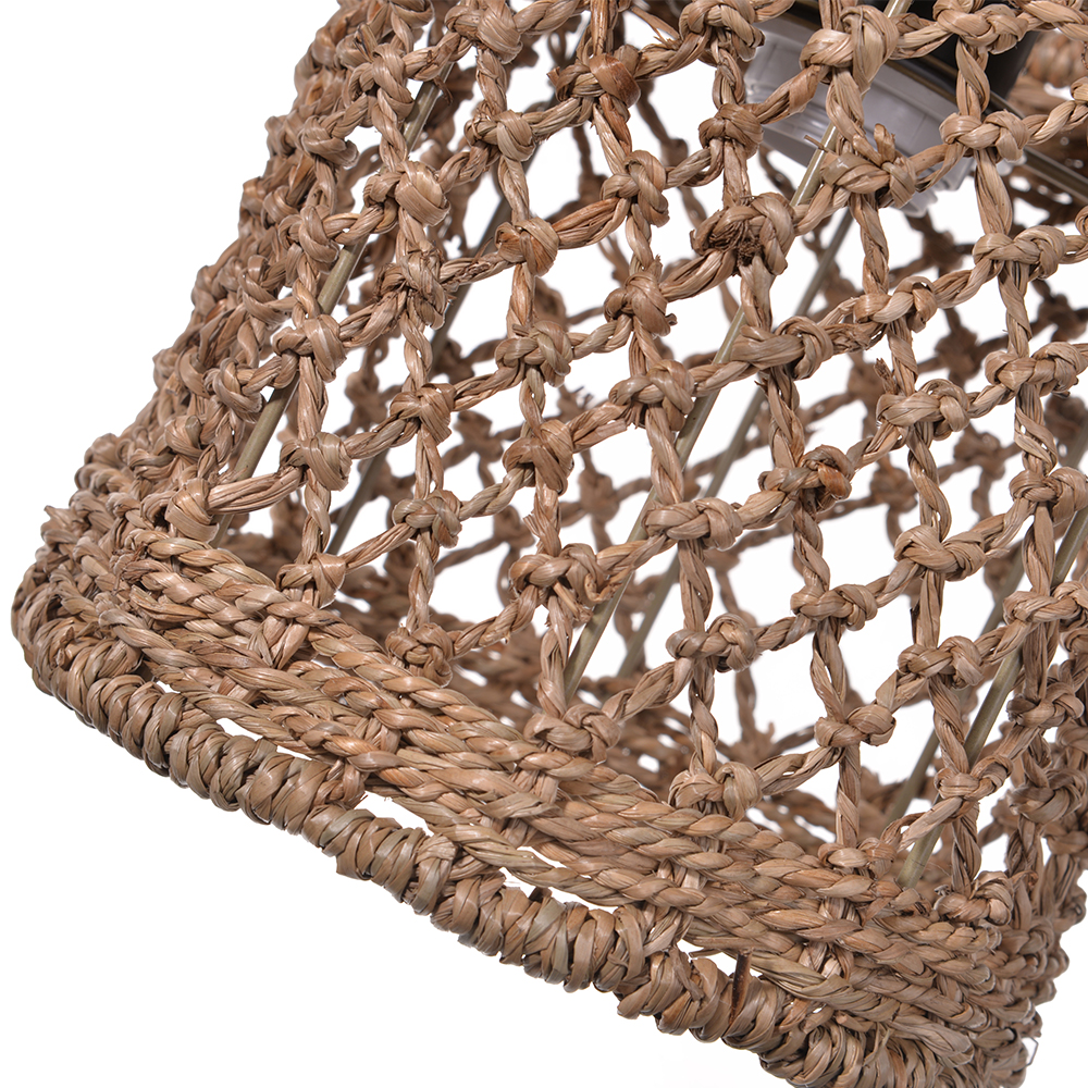 Retro Wicker Rattan Pendant Light Shade Restaurant Loft Style Grass Rattan Lamp