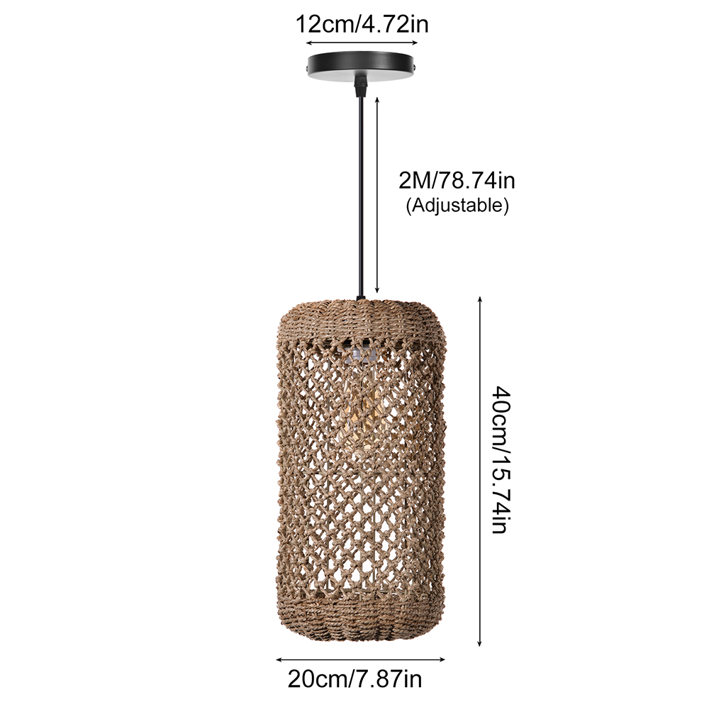 Retro Wicker Rattan Pendant Light Shade Restaurant Loft Style Grass Rattan Lamp