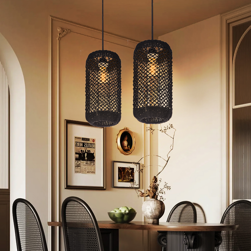 Restaurant Natural Seagrass Rattan Pendant Lamp Dining Room Lighting