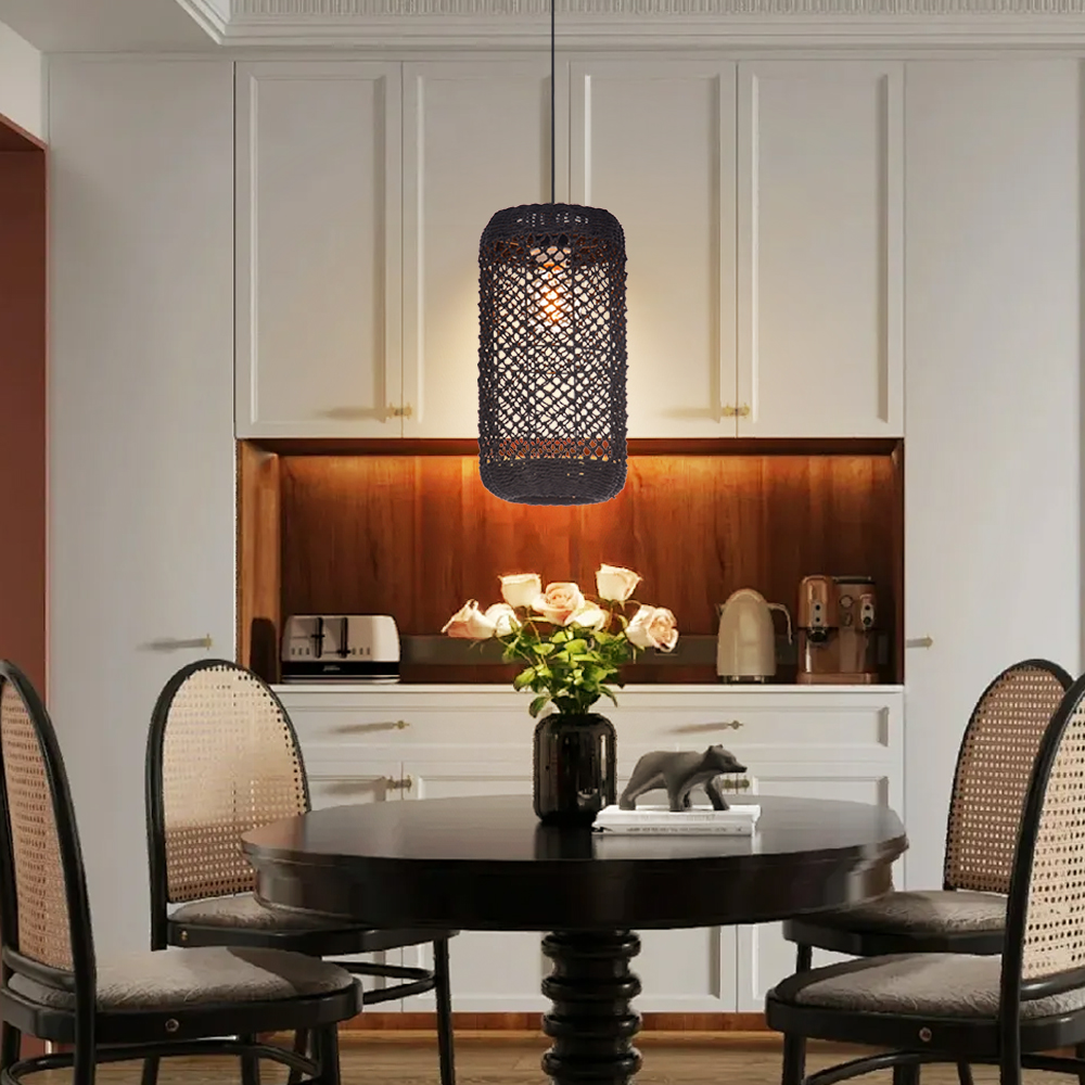 Restaurant Natural Seagrass Rattan Pendant Lamp Dining Room Lighting