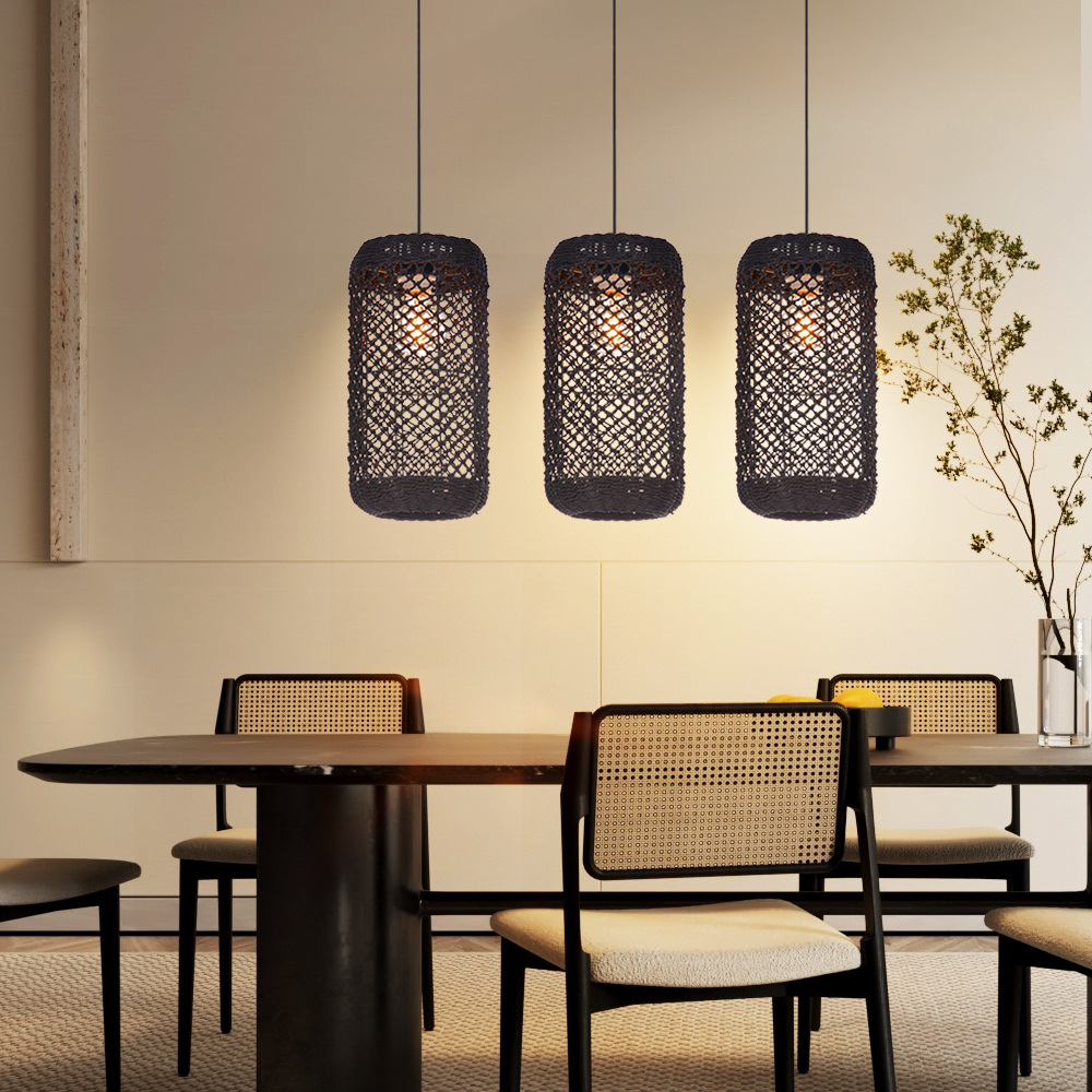 Restaurant Natural Seagrass Rattan Pendant Lamp Dining Room Lighting