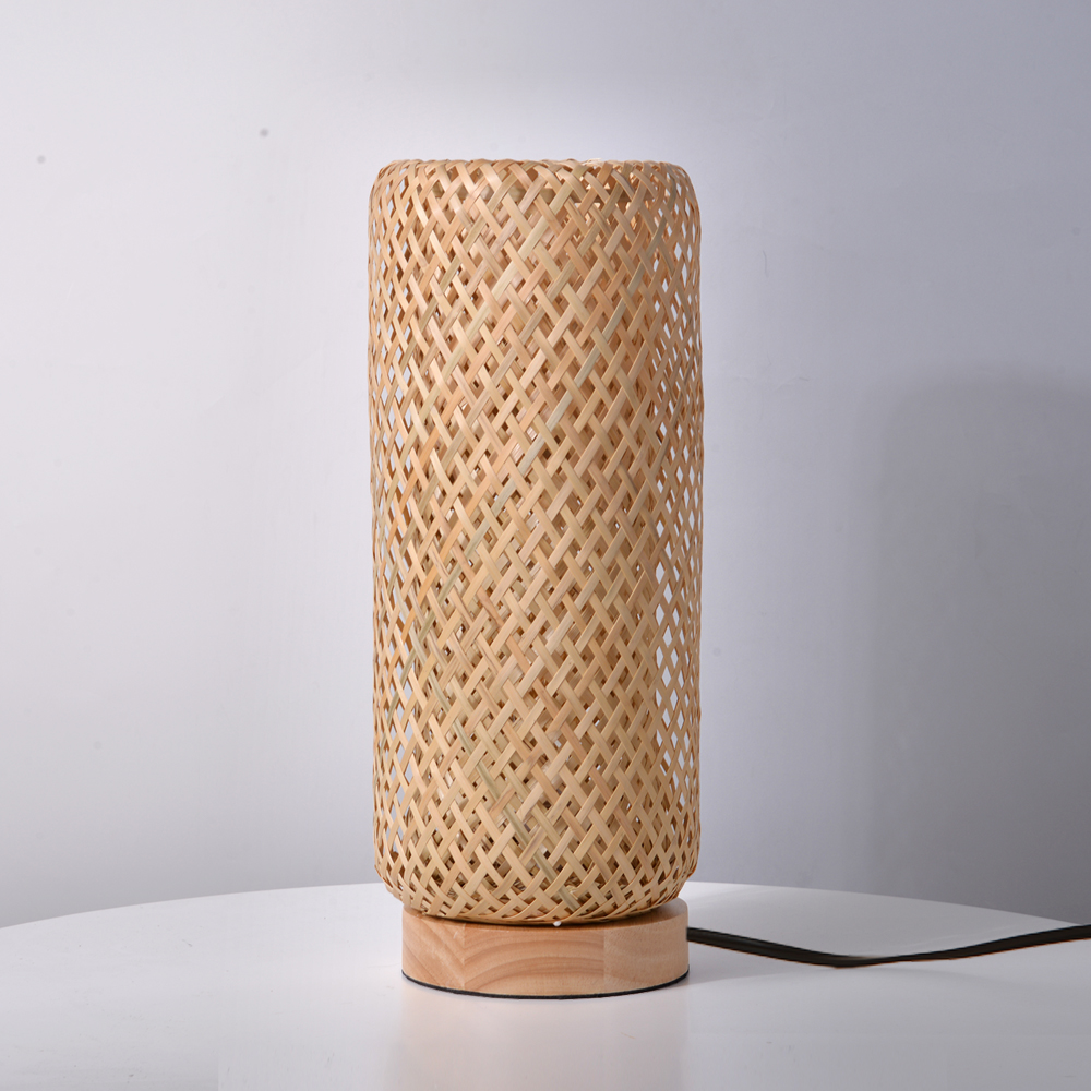 Hand-woven Bamboo Table Lamp Bedroom Bedside Light Reading Lamp