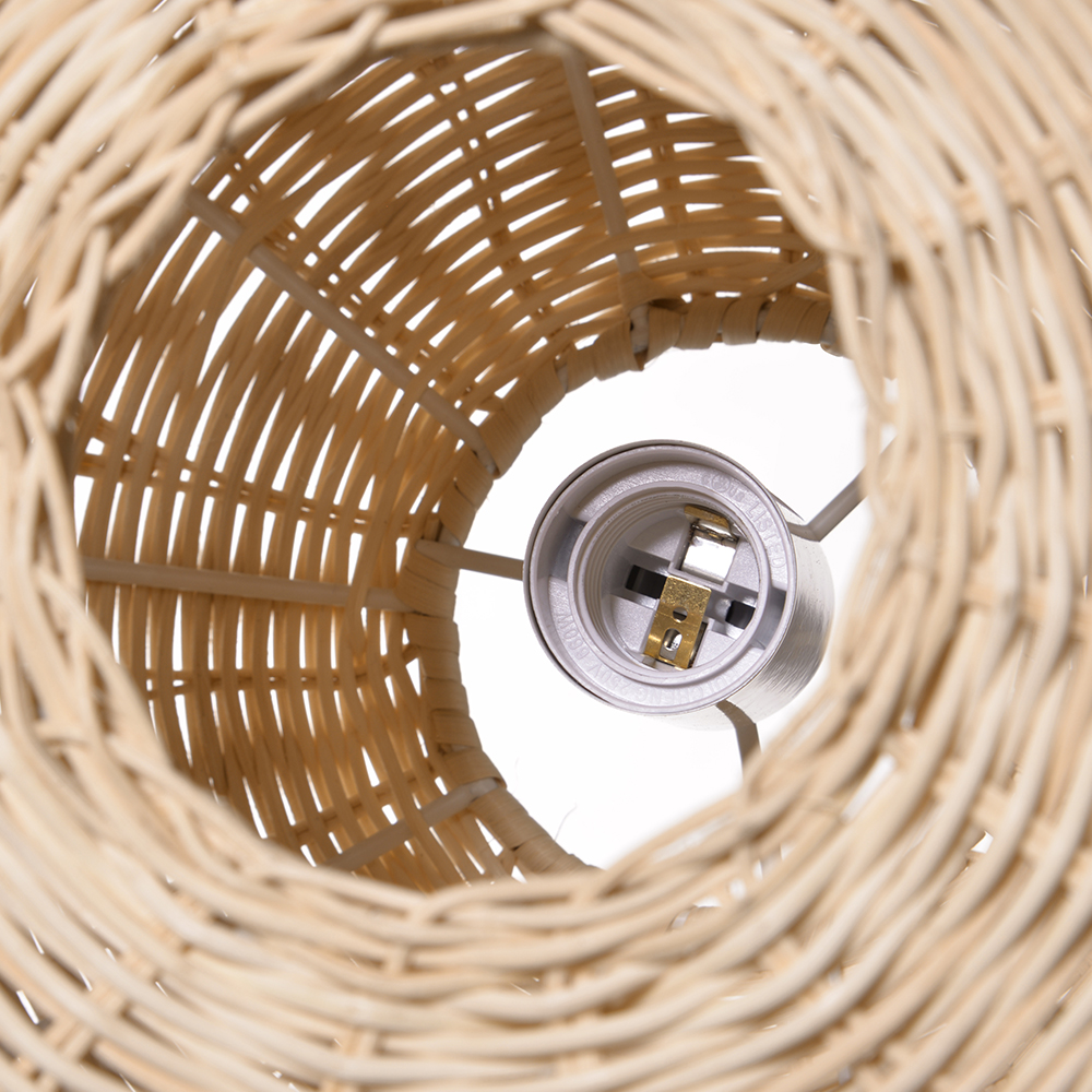 Handwoven Natural Rattan Lighting Fixture Japandi Living Room Hanging Lamp