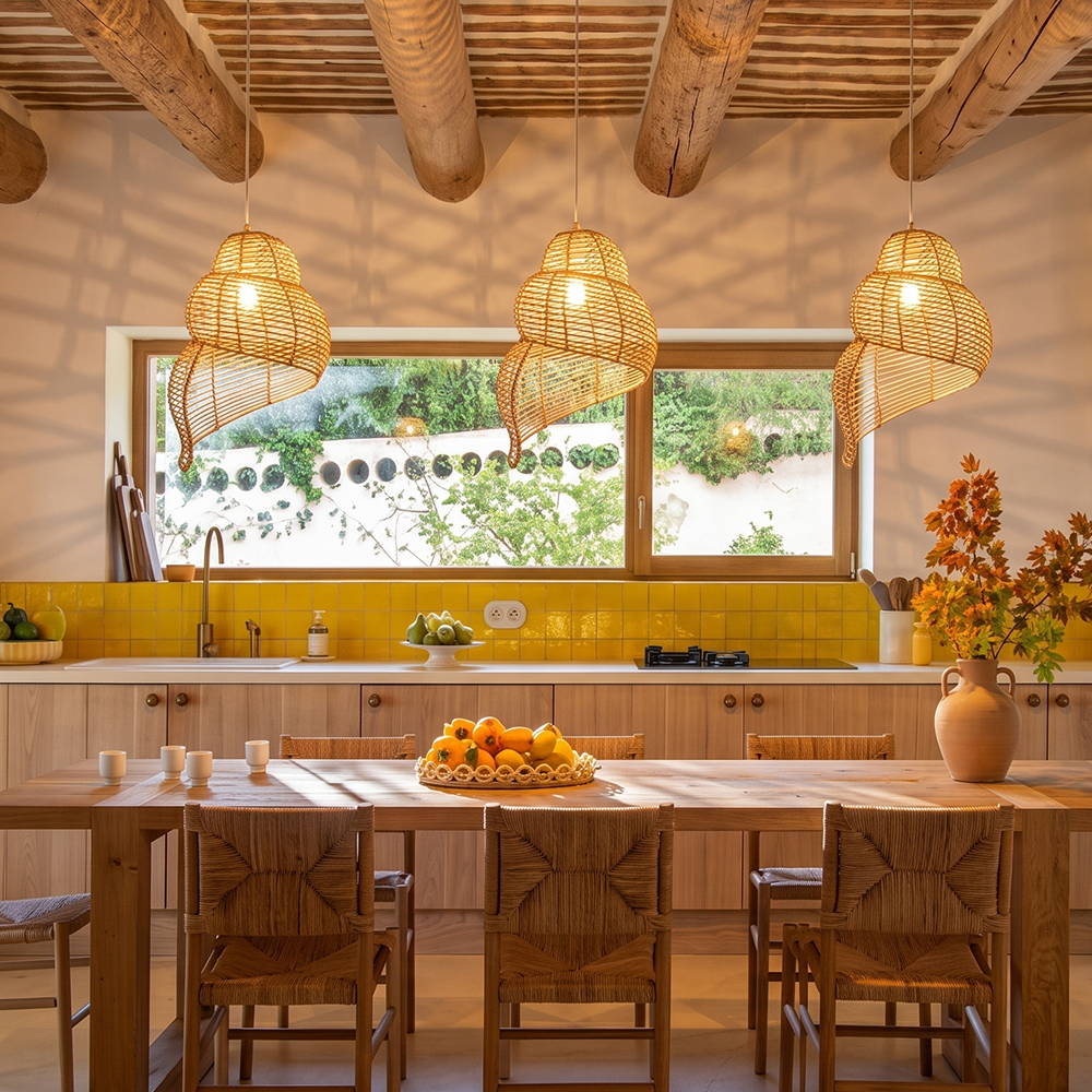 Hand Woven Spiral Rattan Pendant Light for Dining Room Sea Snail Shape Lamp Shade
