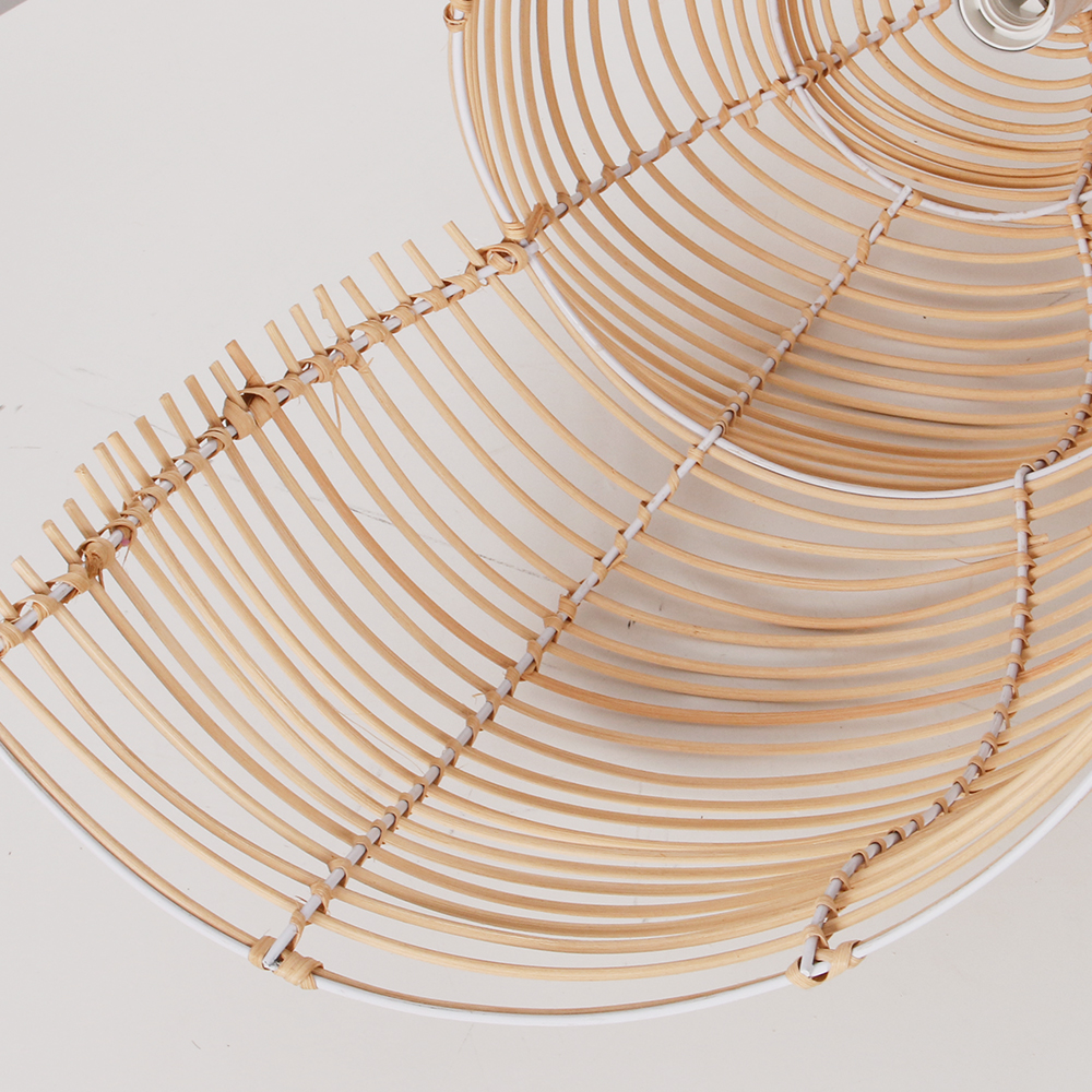 Hand Woven Spiral Rattan Pendant Light for Dining Room Sea Snail Shape Lamp Shade