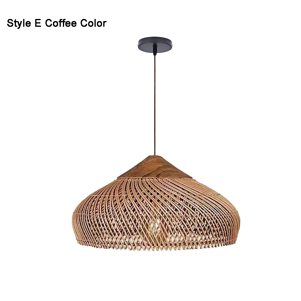 Rattan Pendant Light Wabi Sabi Style Retro Dining Room Chandelier