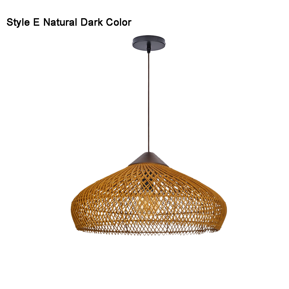Rattan Pendant Light Wabi Sabi Style Retro Dining Room Chandelier
