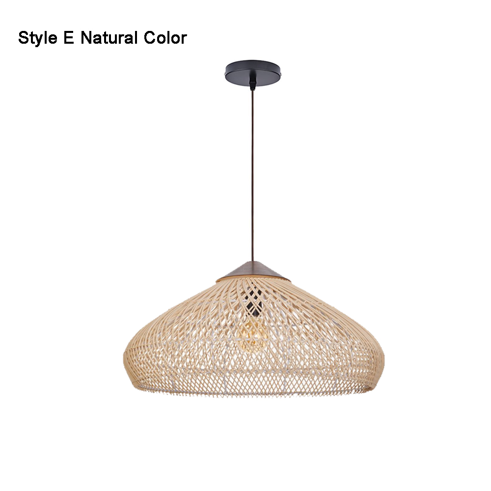 Rattan Pendant Light Wabi Sabi Style Retro Dining Room Chandelier