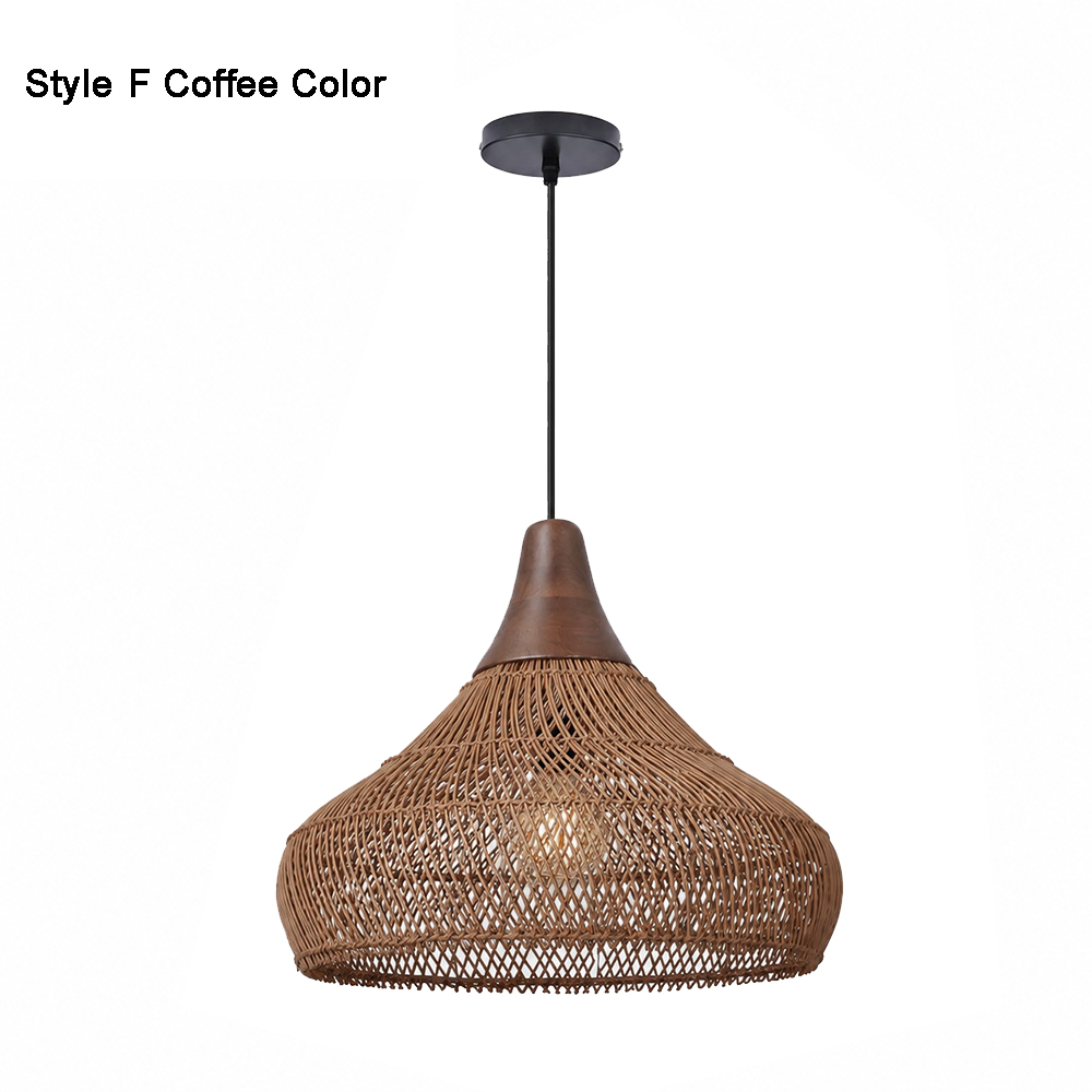 Rattan Pendant Light Wabi Sabi Style Retro Dining Room Chandelier