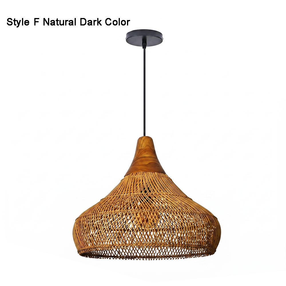 Rattan Pendant Light Wabi Sabi Style Retro Dining Room Chandelier