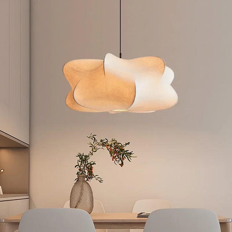 Minimalist Fabric Pendant Lamp Japandi Lighting For Dining Room