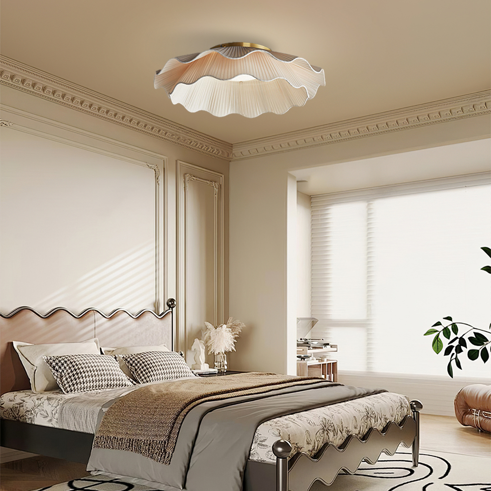 French Simple Fabric Pendant Light For Bedroom Dining Room