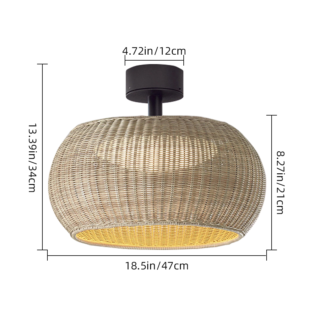 Outdoor Waterproof Rattan Ceiling Lampshade Porch Light