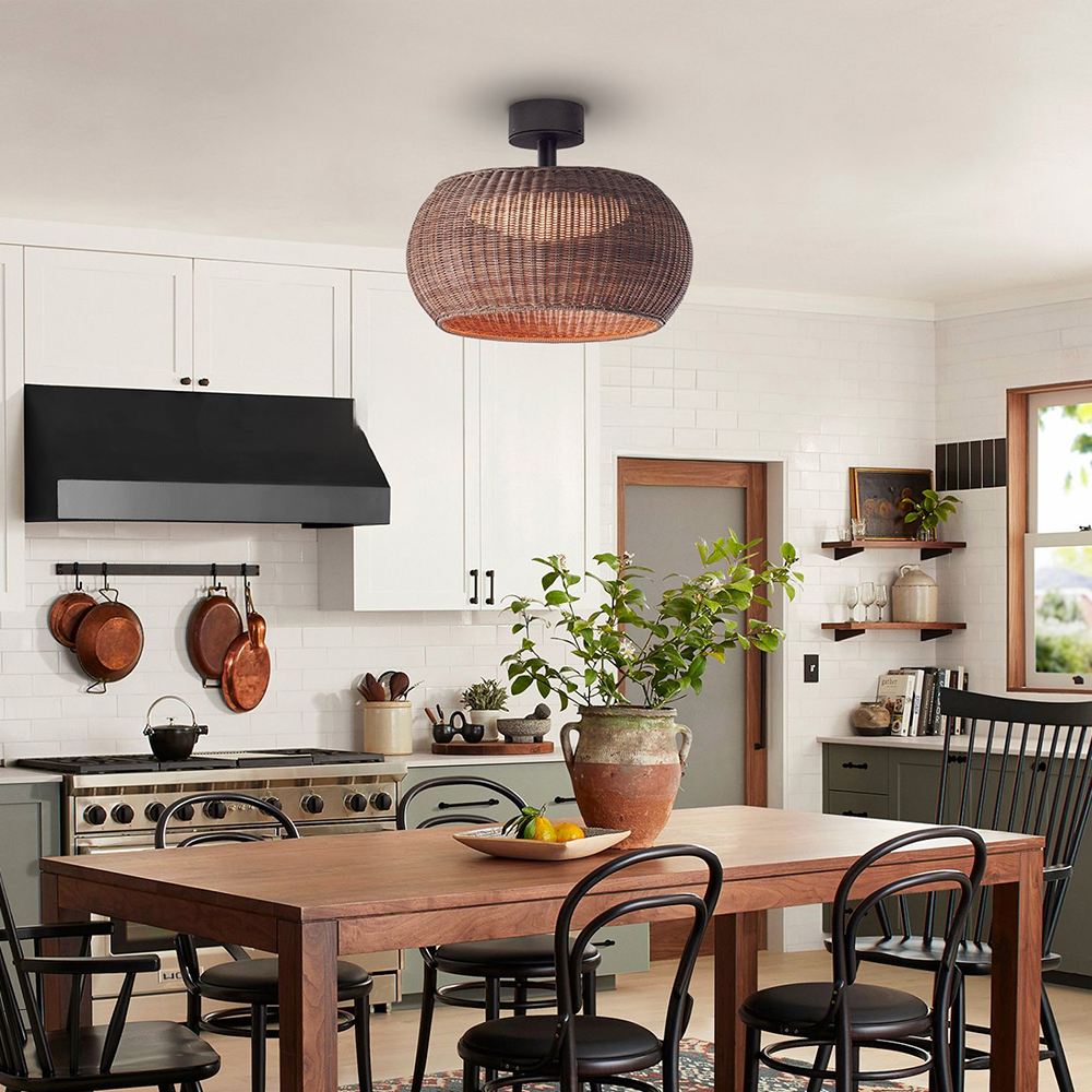 Outdoor Waterproof Rattan Ceiling Lampshade Porch Light