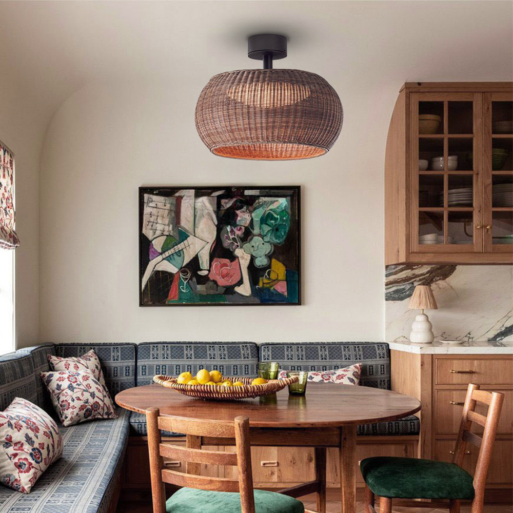 Outdoor Waterproof Rattan Ceiling Lampshade Porch Light