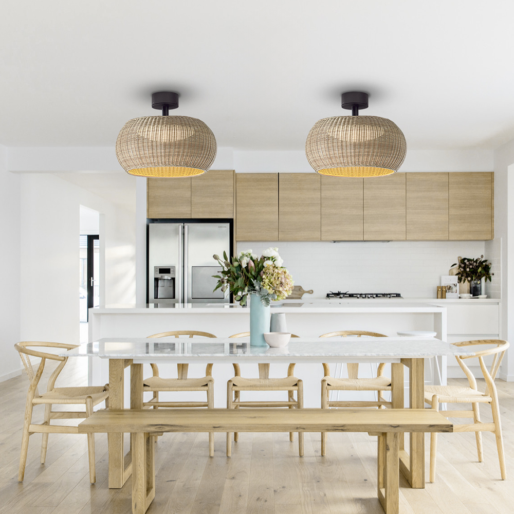 Outdoor Waterproof Rattan Ceiling Lampshade Porch Light