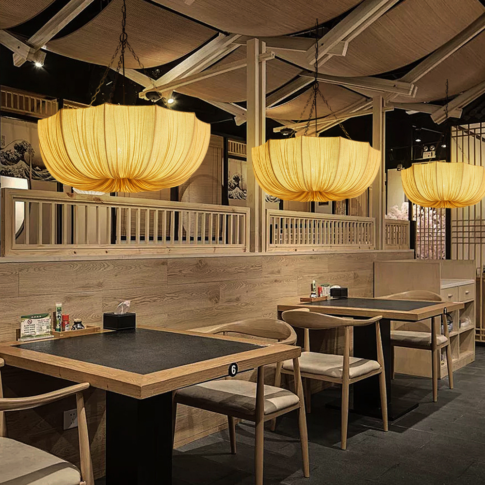 French Retro Fabric Pendant Light For Living Room