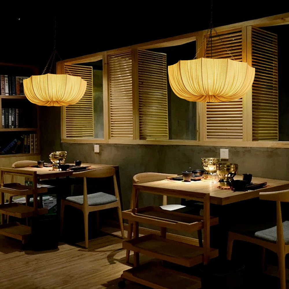 French Retro Fabric Pendant Light For Living Room