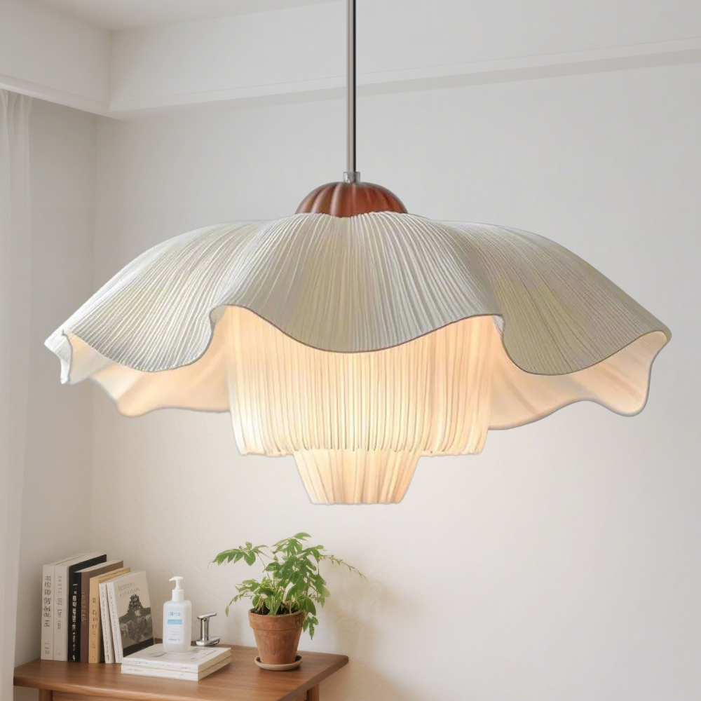 French Cream Pleated Pendant Bedroom Living Room Lampshade